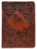 3D Belt Company BI291 Brown Bible Cover with Tooled Hands Praying